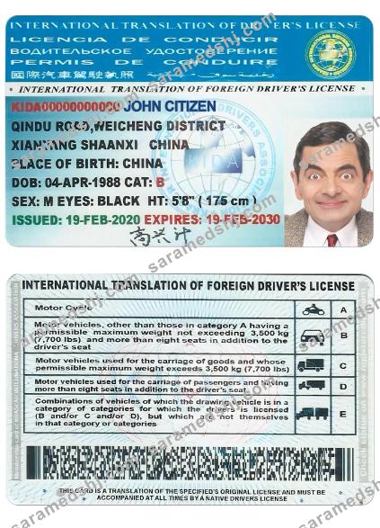 INTERNATIONAL TRANSLATION OF DRIVERS LICENSE